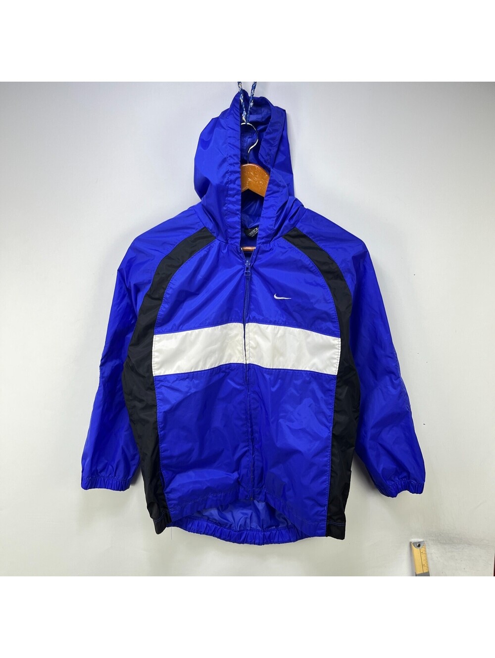 Vintage Nike Blue Black White Windbreaker Jacket Youth M